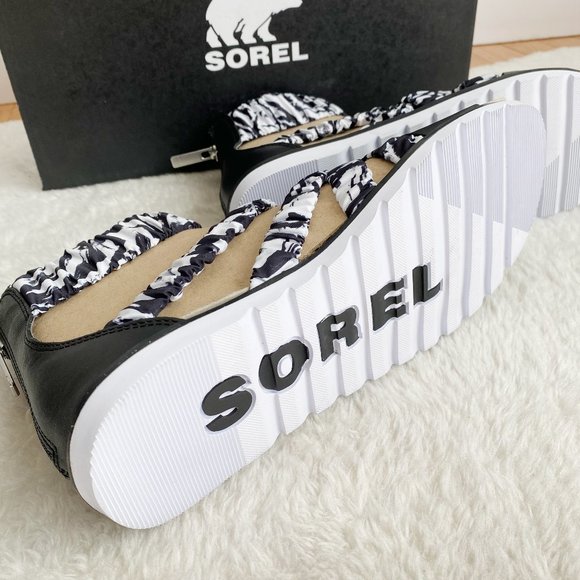 Sorel Ella II Ankle Strap Women's Sandals, Black/White, Size 8.5 - Picture 7 of 7